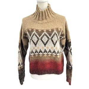 Elsamanda Womens Size Medium Wool Blend Sweater Knit Mock Neck Pullover